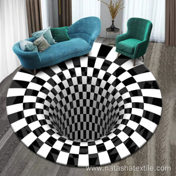 American black white grid 3D stereo vision carpet